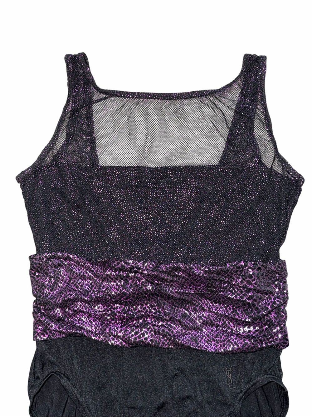 Vintage YSL Yves Saint Laurent Mesh Illusion Neck One Piece Glitter Swimsuit - Picture 3 of 11